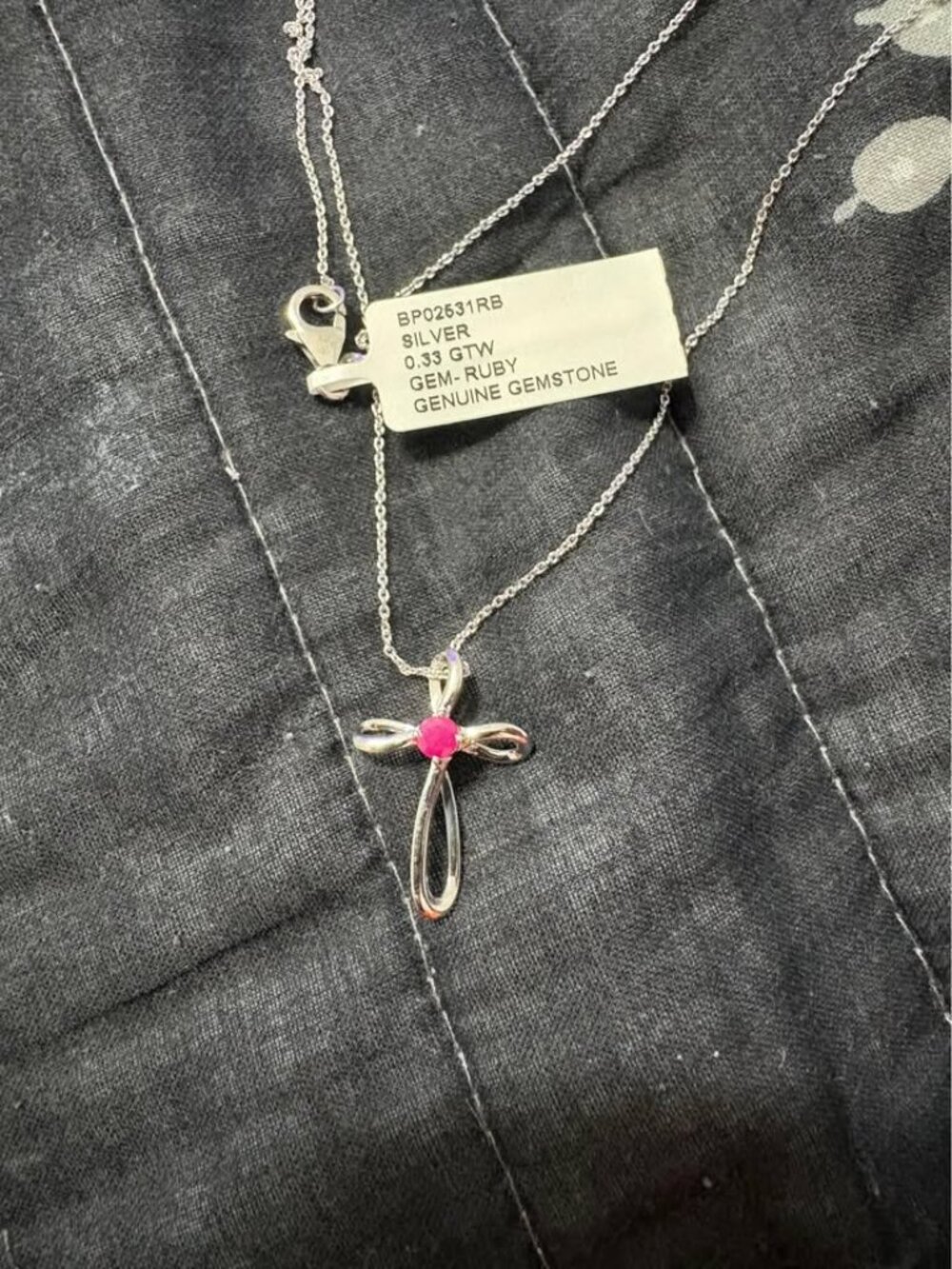 Sterling Silver Ruby Cross Necklace